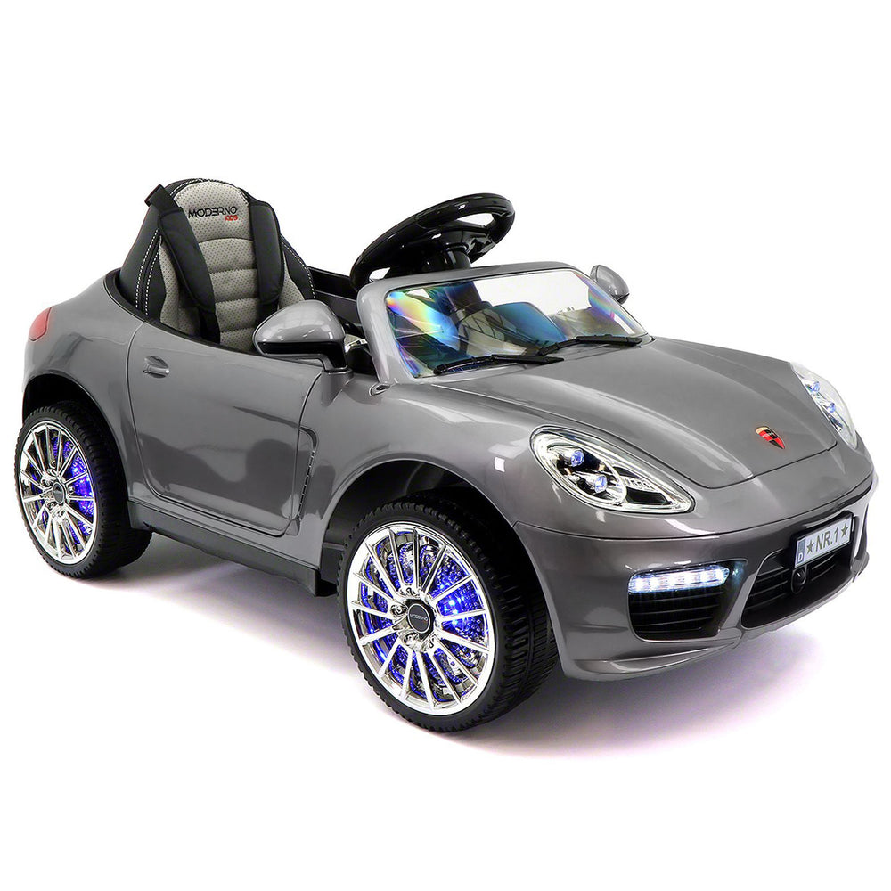 Moderno Kids Kiddie Roadster 12V Kids Electric Ride-On Car with R/C Parental Remote | Gray Metallic