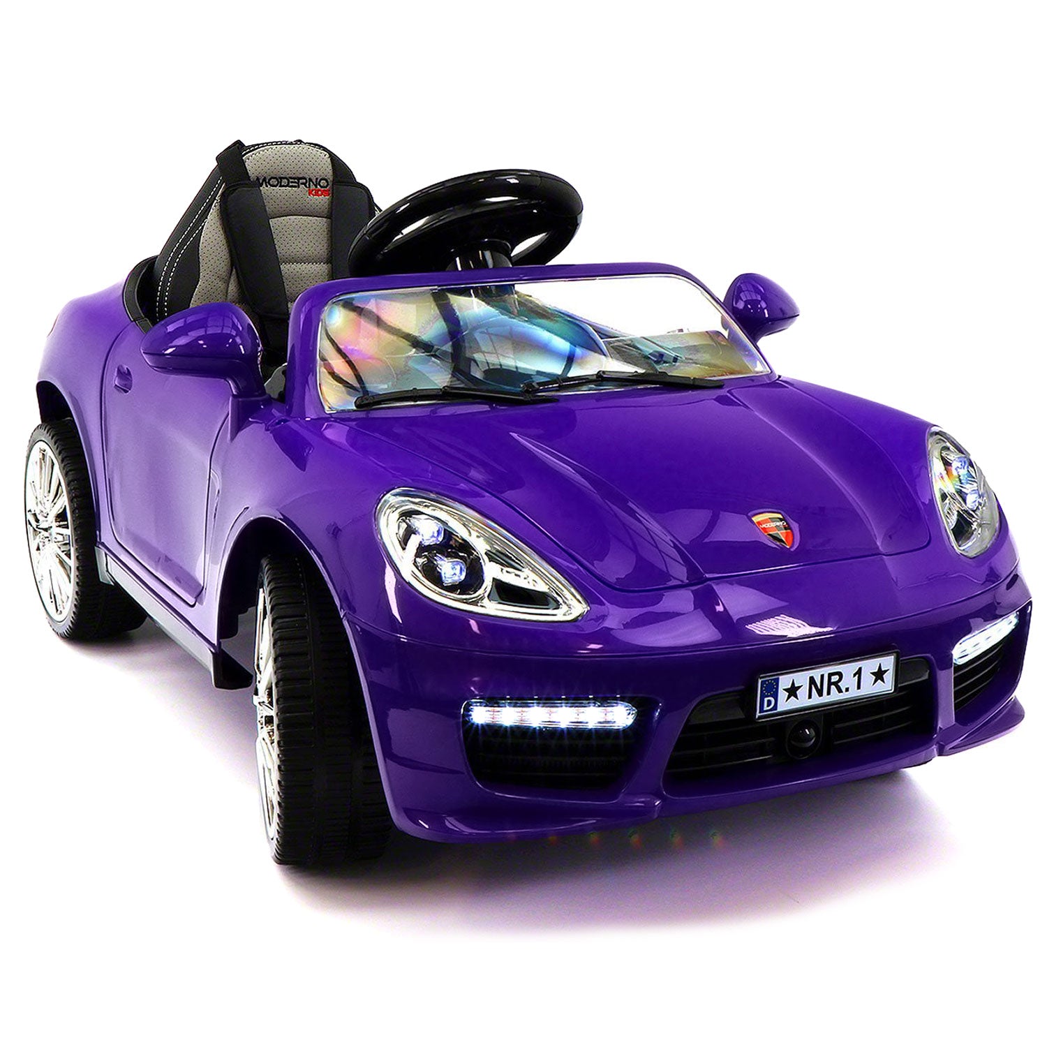 Moderno Kids Kiddie Roadster 12V Kids Electric Ride-On Car with R/C Parental Remote | Purple