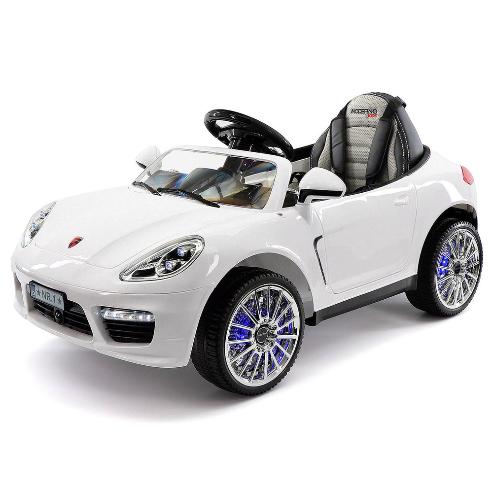 Moderno Kids Kiddie Roadster 12V Kids Electric Ride-On Car with R/C Parental Remote | White