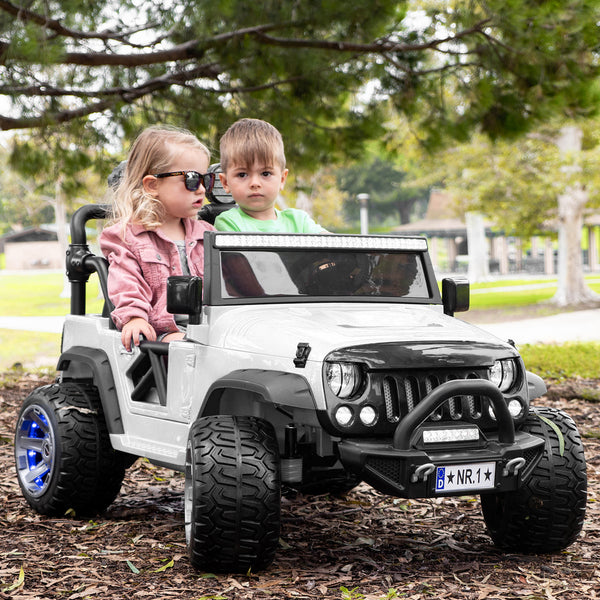 Moderno Kids Trail Explorer 12V Kids Ride-On Car Truck with R/C Parental Remote | White