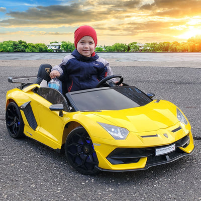 Lamborghini Aventador SVJ 24V Kids Ride-On Car with R/C Parental Remote | Yellow