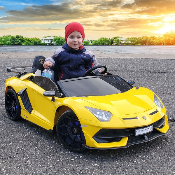 Moderno Kids Lamborghini Aventador SVJ 24V Kids Ride-On Car with R/C Parental Remote | Yellow