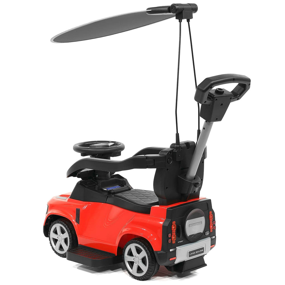 Moderno Kids Land Rover Defender Kids Ride on Push Car with Sunshade Canopy | Red