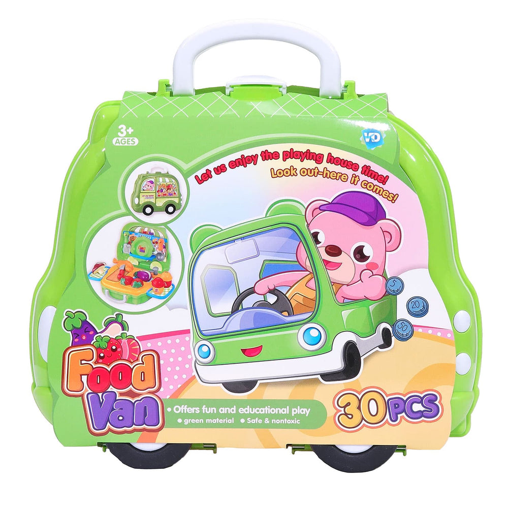 Moderno Kids 30PCS. Kids Pretend Food Playset with Stickers and Storage Van Case
