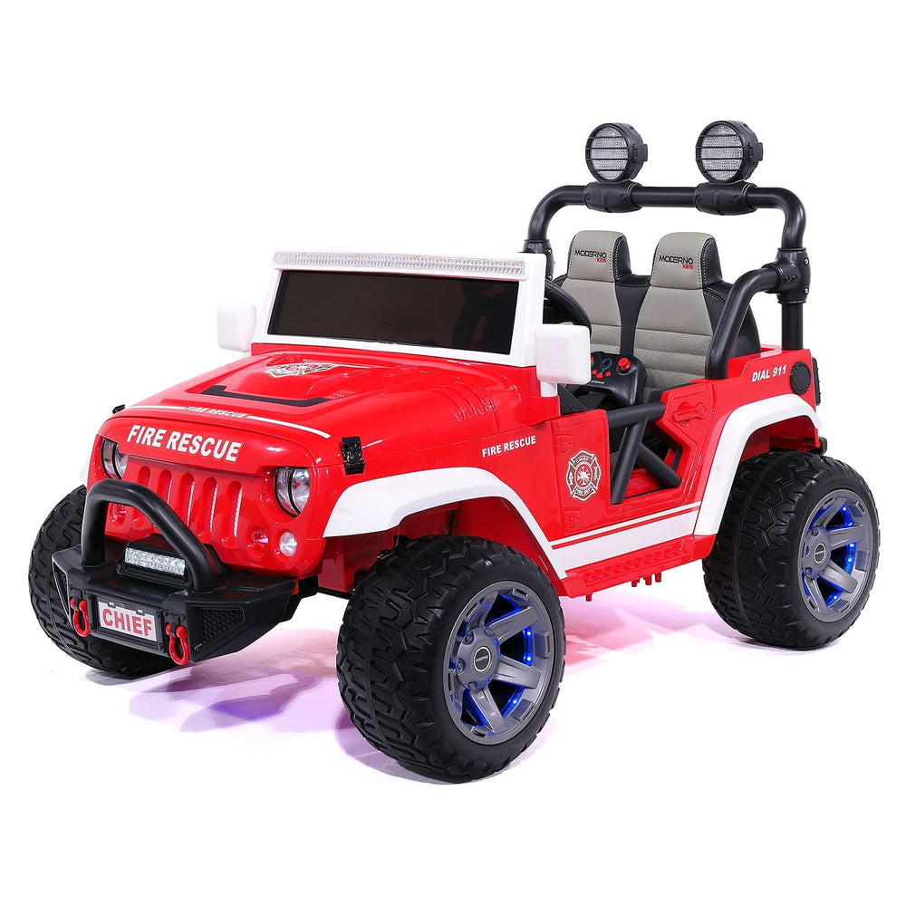 Moderno Kids Trail Explorer 12V Kids Ride-On Car Truck with R/C Parental Remote | Fire Rescue