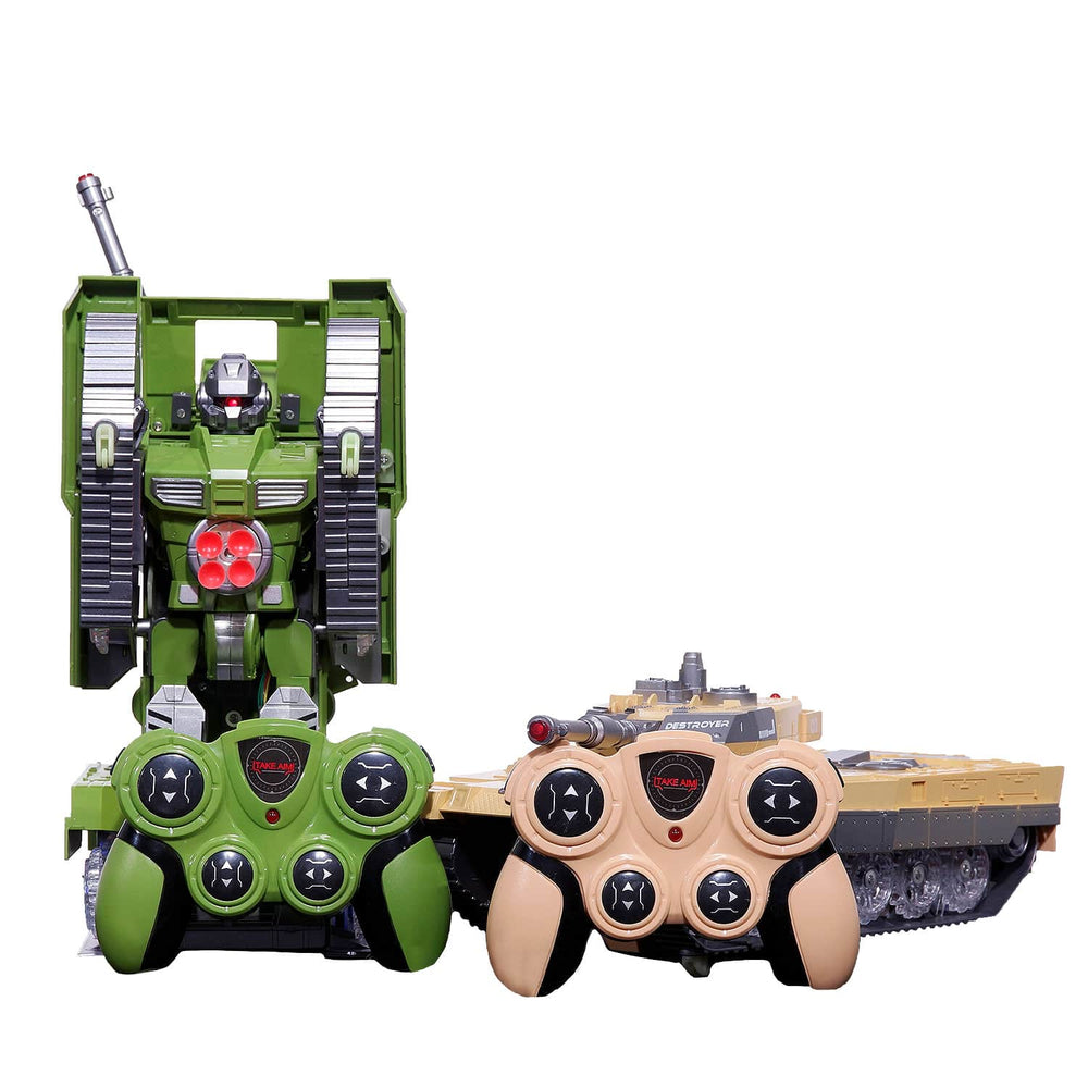 Moderno Kids Battery Operated Transforming Robot-Tank with RC Remote Control | Tan