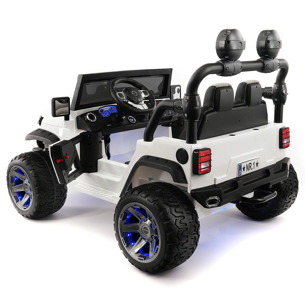 Moderno Kids Trail Explorer 12V Kids Ride-On Car Truck with R/C Parental Remote | White