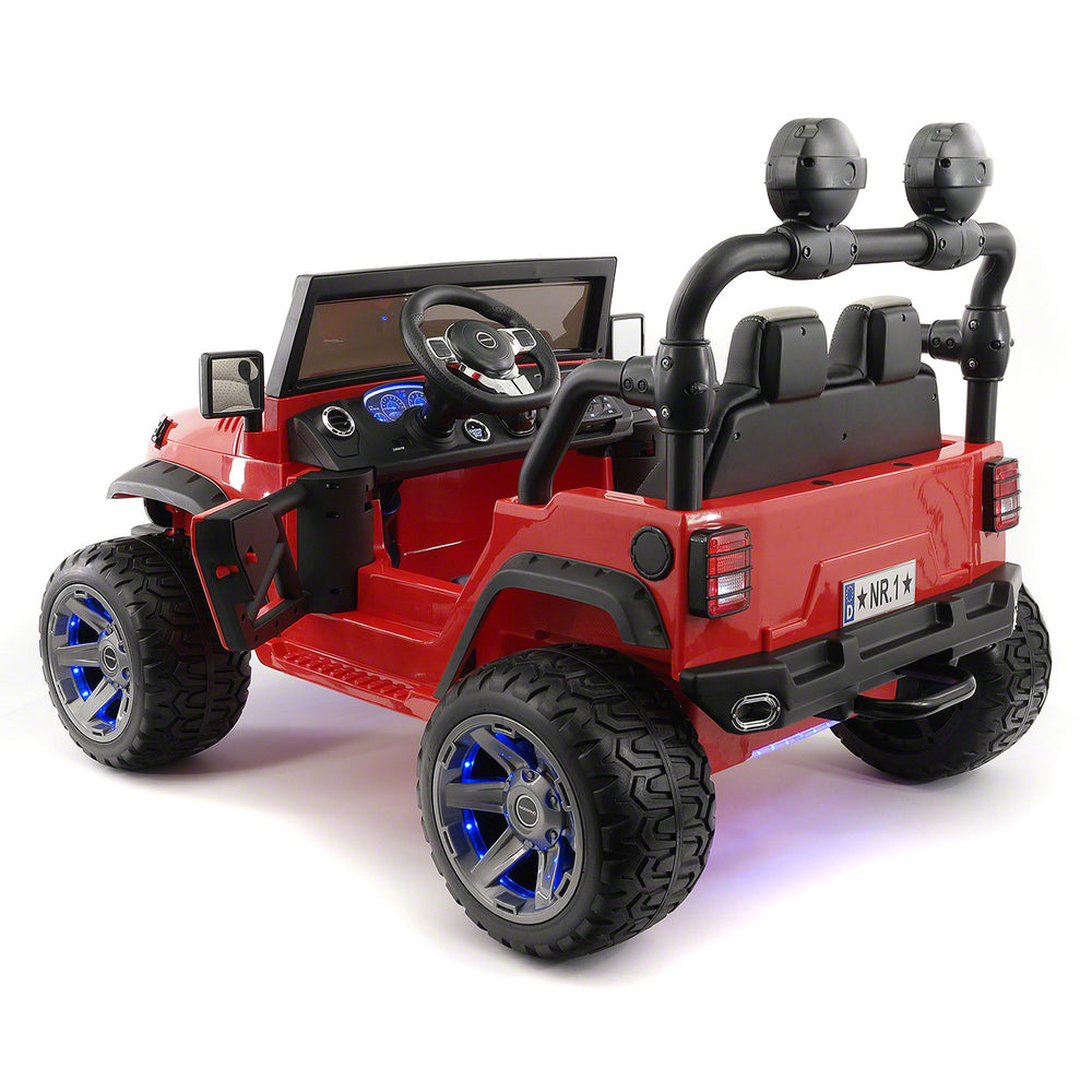 Moderno Kids Trail Explorer 12V Kids Ride-On Car Truck with R/C Parental Remote | Cherry Red