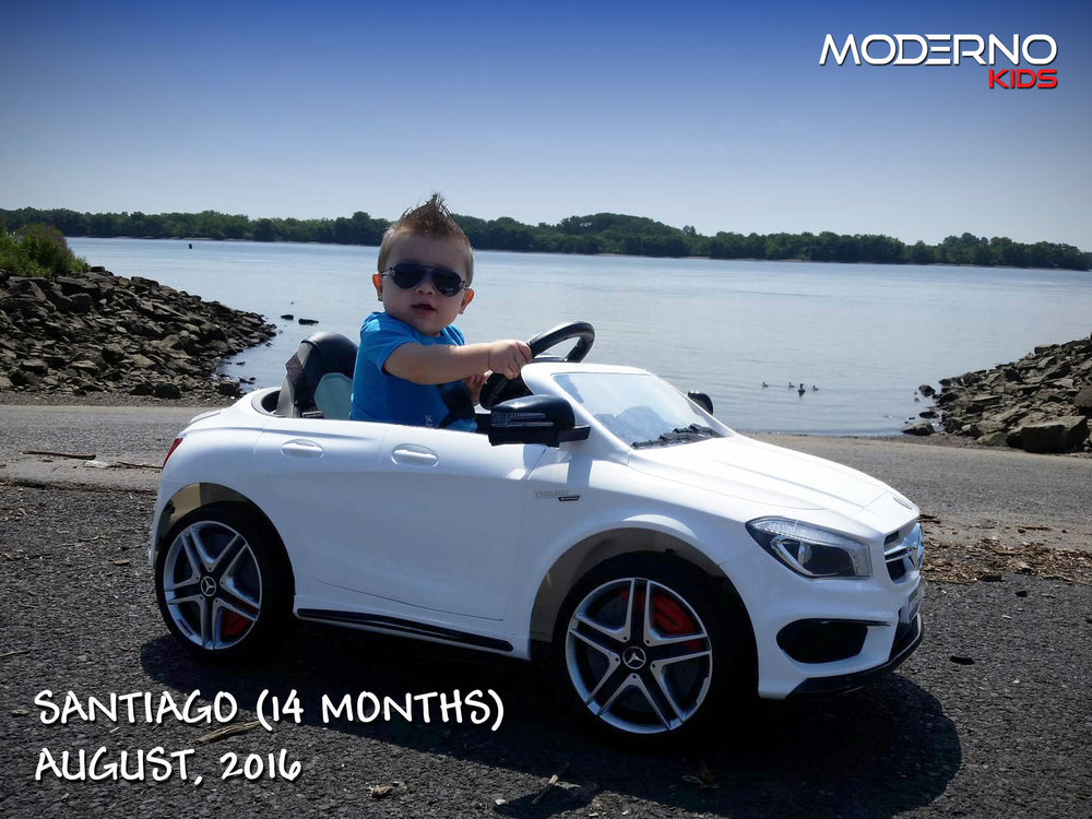 Mercedes CLA45 12V Kids Ride On Car with R C Parental Remote White