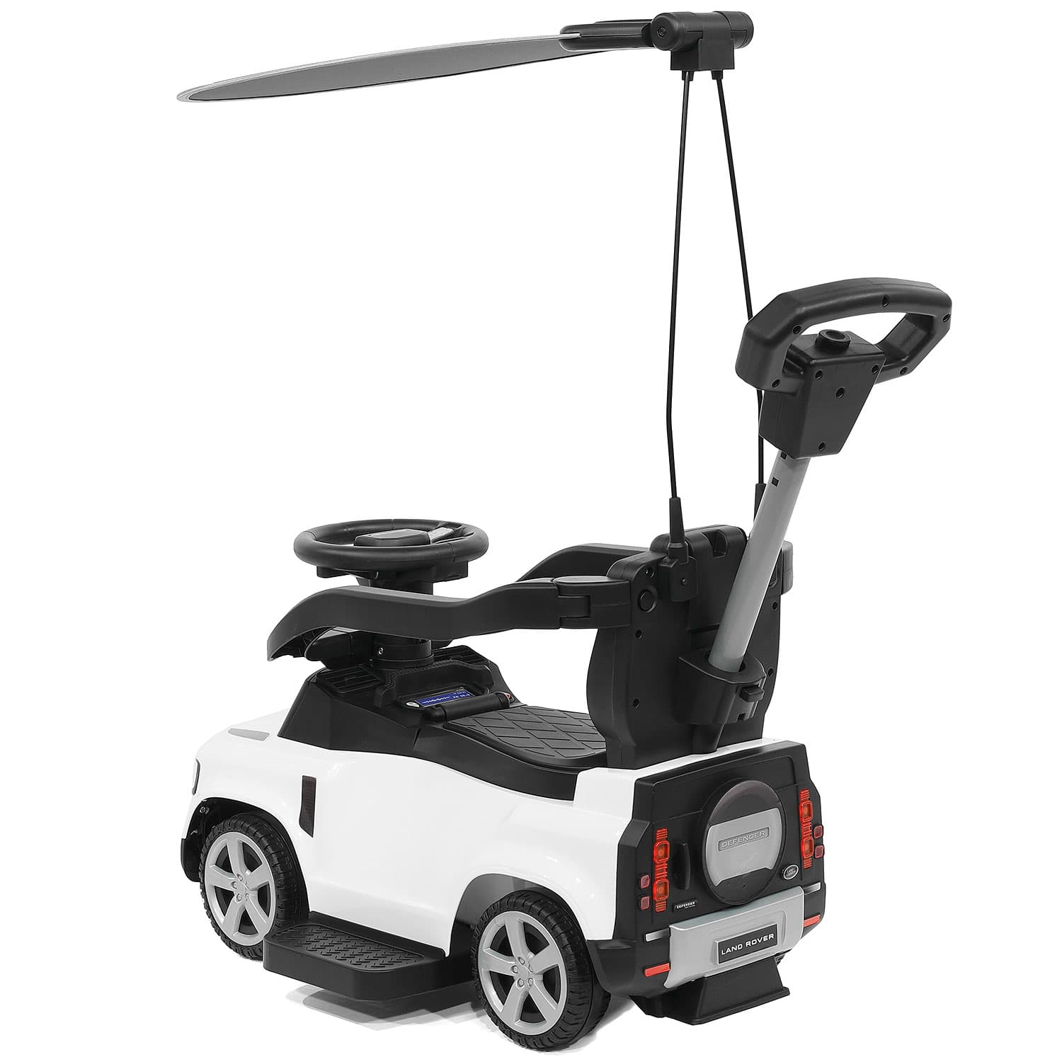 Moderno Kids Land Rover Defender Kids Ride on Push Car with Sunshade Canopy | White