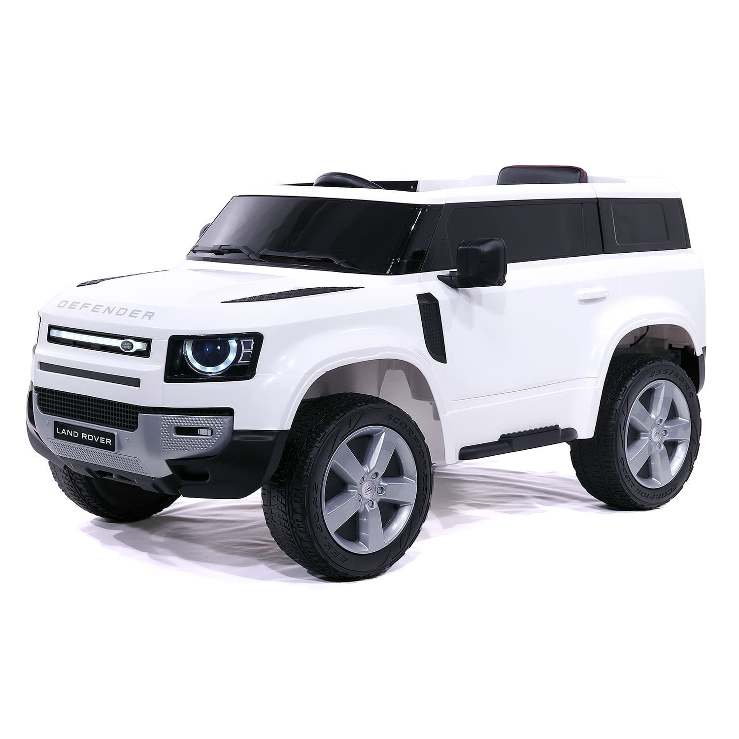 Moderno Kids Land Rover Defender 12V Kids Ride-On Car with R/C Parental Remote | White