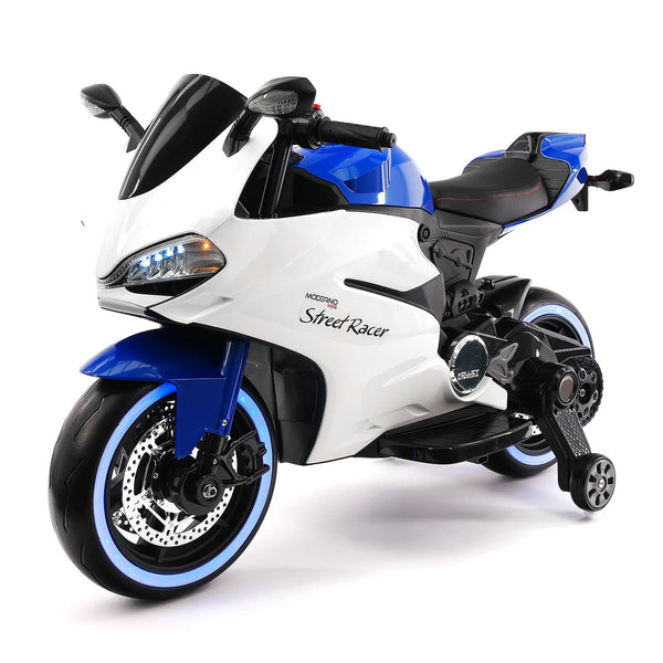 Moderno Kids Street Racer 12V Electric Kids Ride-On Motorcycle | Blue