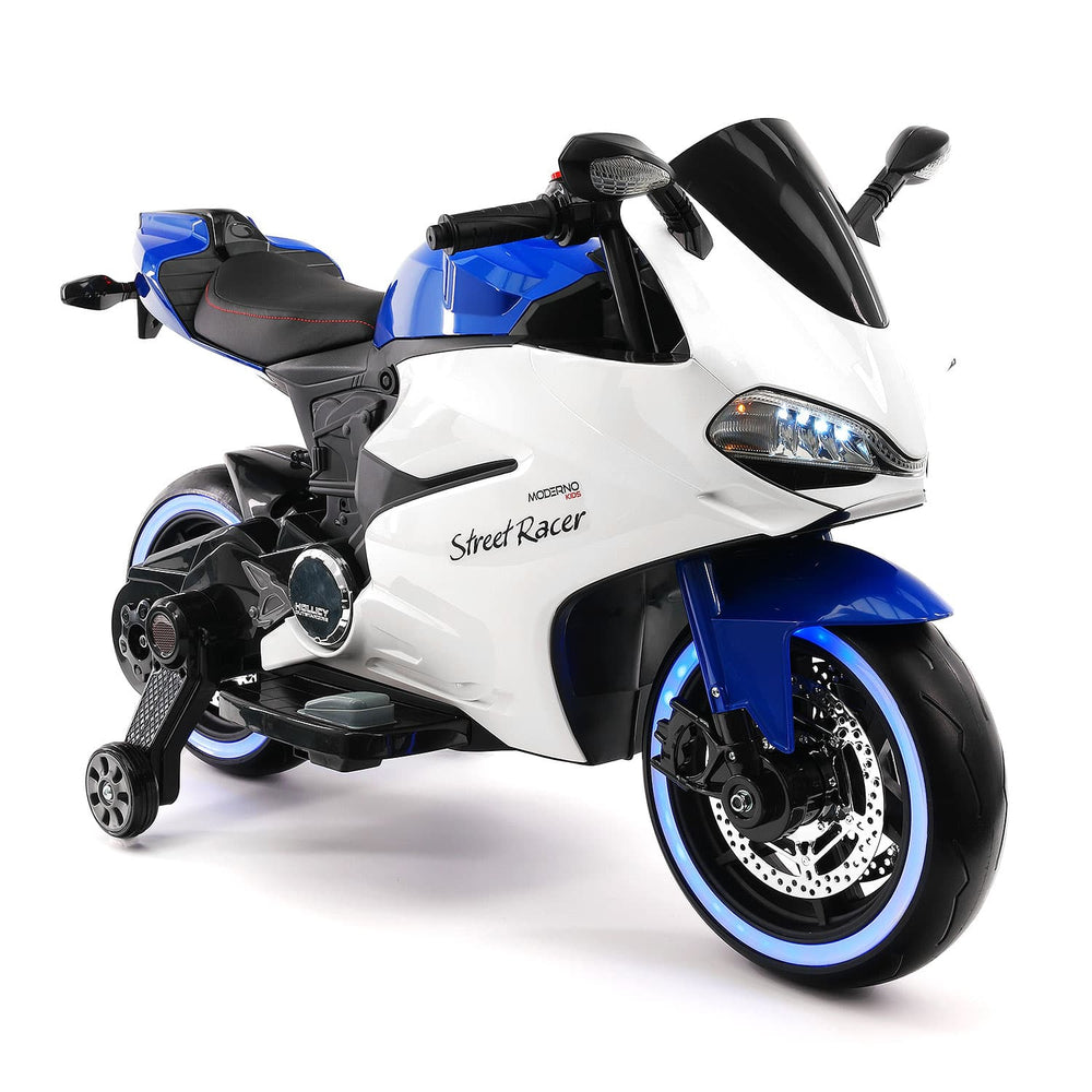 Moderno Kids Street Racer 12V Electric Kids Ride-On Motorcycle | Blue