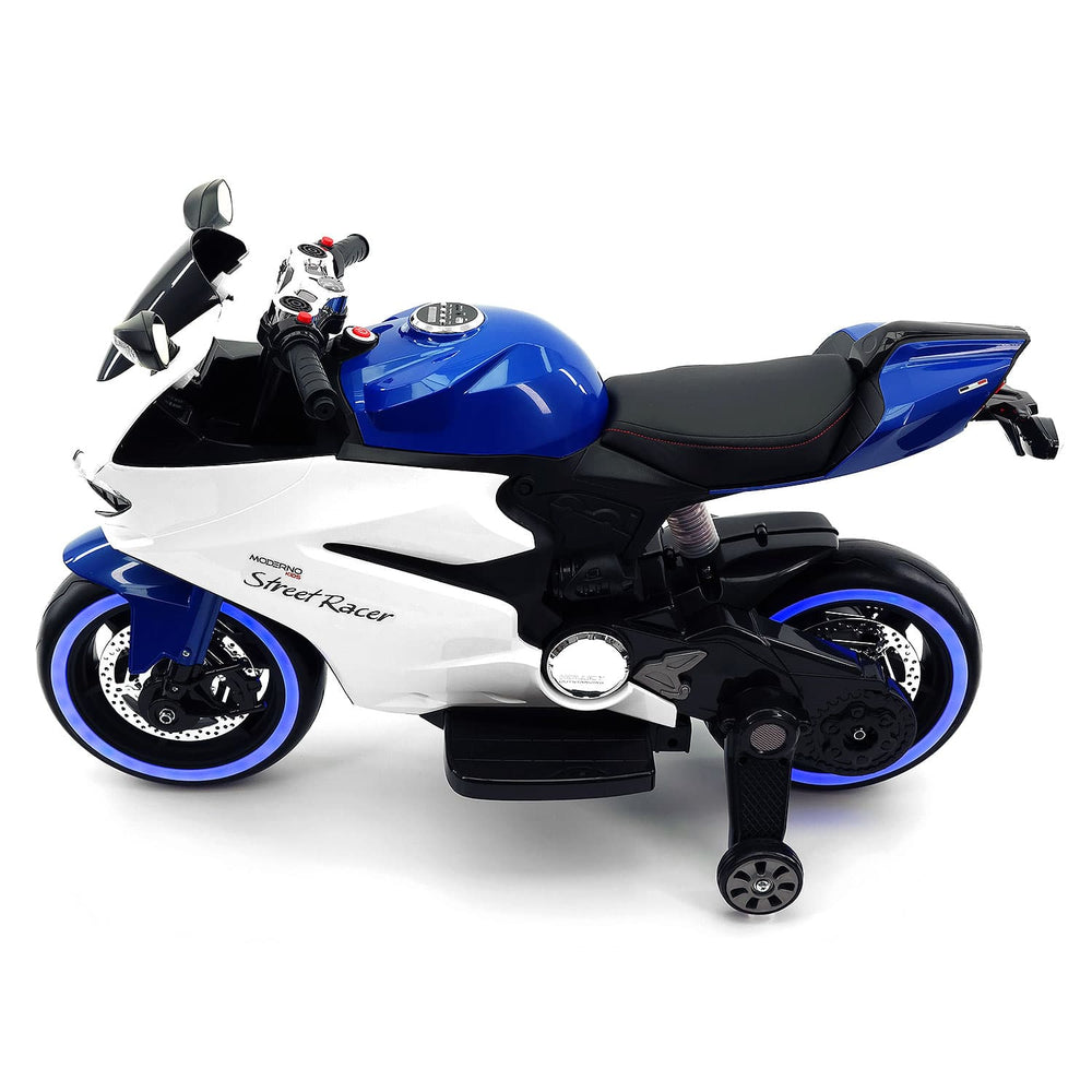 Moderno Kids Street Racer 12V Electric Kids Ride-On Motorcycle | Blue