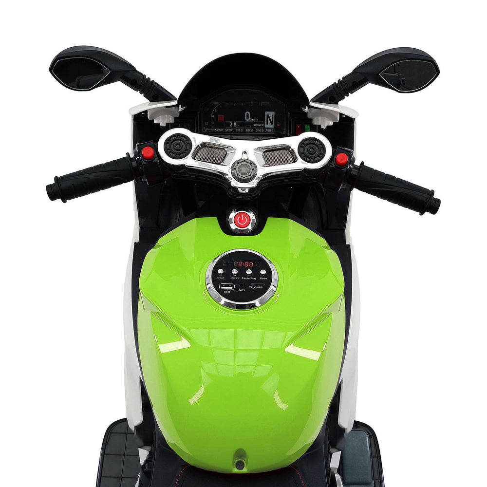 Moderno Kids Street Racer 12V Electric Kids Ride-On Motorcycle | Green