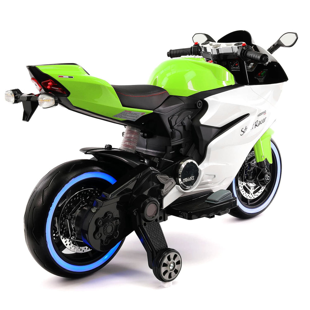 Moderno Kids Street Racer 12V Electric Kids Ride-On Motorcycle | Green