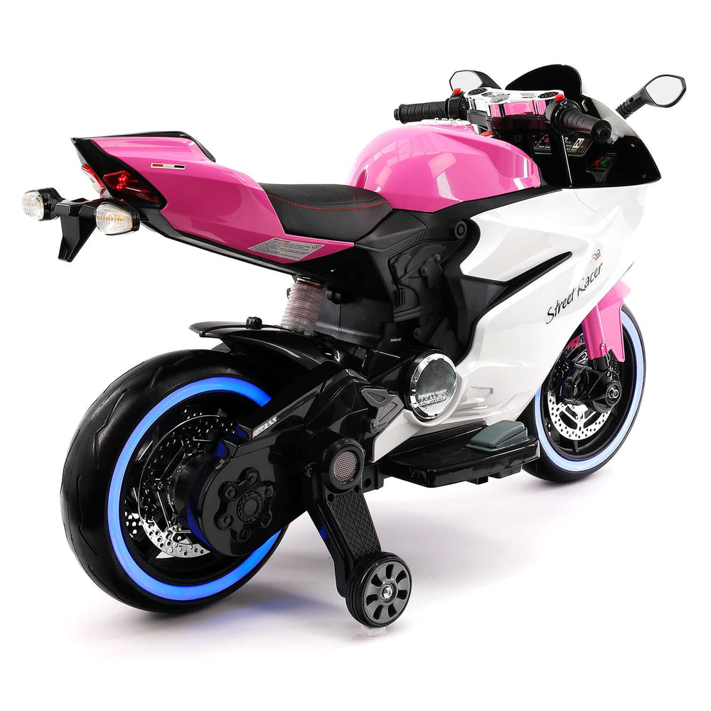 Moderno Kids Street Racer 12V Electric Kids Ride-On Motorcycle | Pink