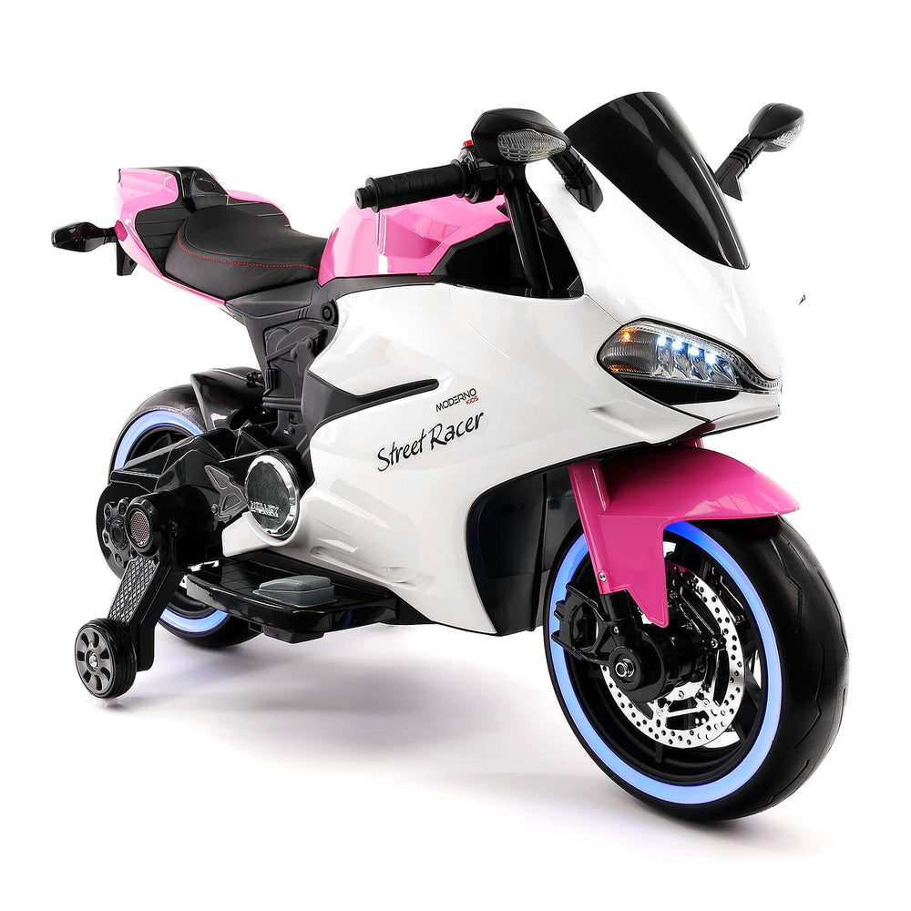 Moderno Kids Street Racer 12V Electric Kids Ride-On Motorcycle | Pink