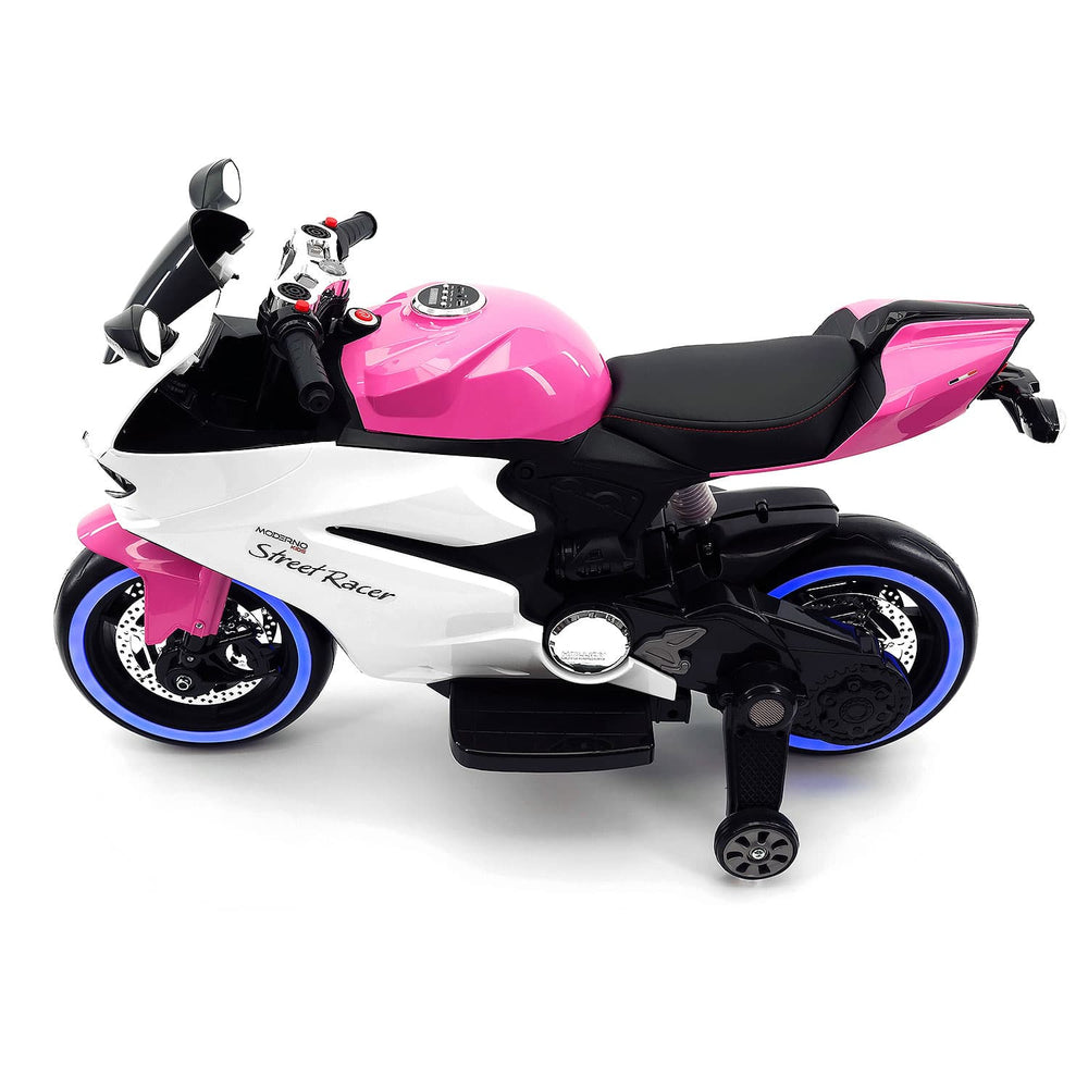 Moderno Kids Street Racer 12V Electric Kids Ride-On Motorcycle | Pink