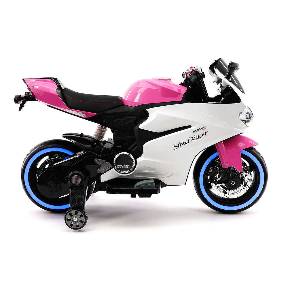 Moderno Kids Street Racer 12V Electric Kids Ride-On Motorcycle | Pink