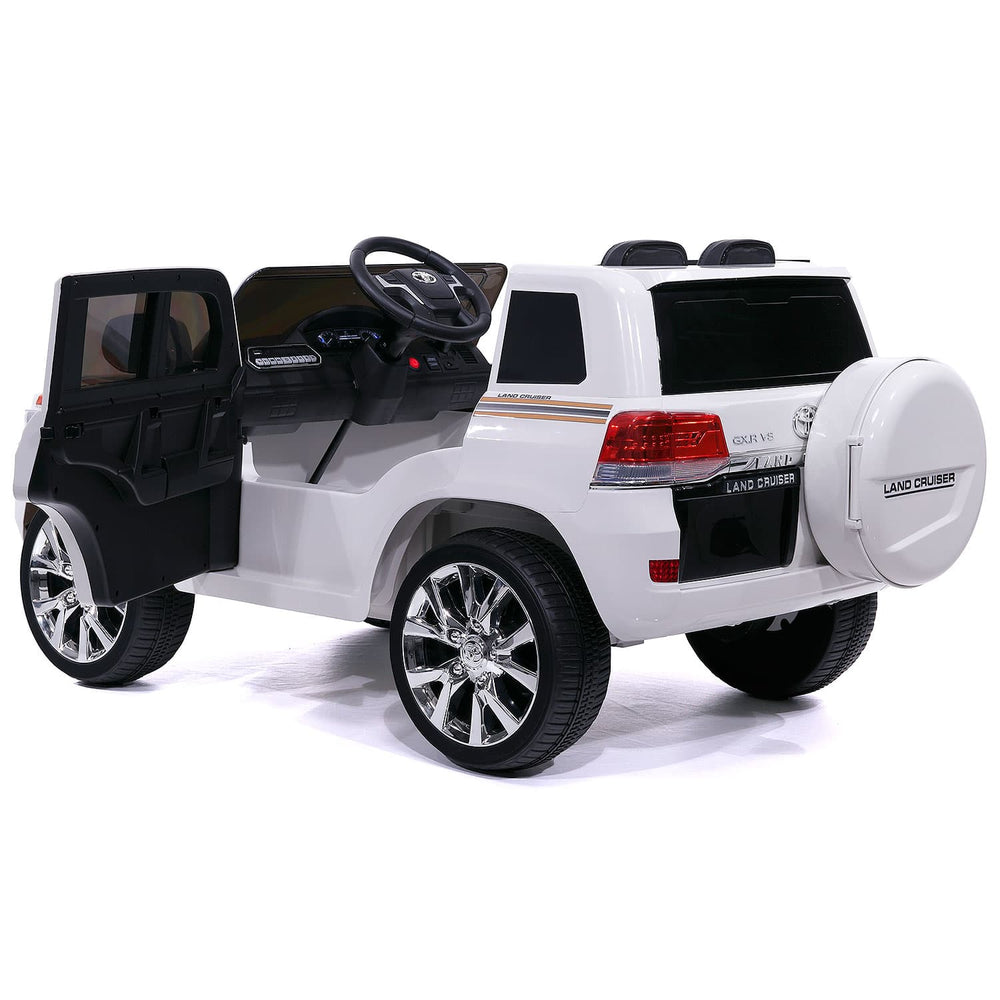 Moderno Kids Toyota Land Cruiser 12V Kids Ride-On Car with R/C Parental Remote | White