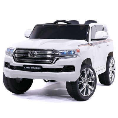 Toyota Land Cruiser 12V Kids Ride-On Car with R/C Parental Remote | White