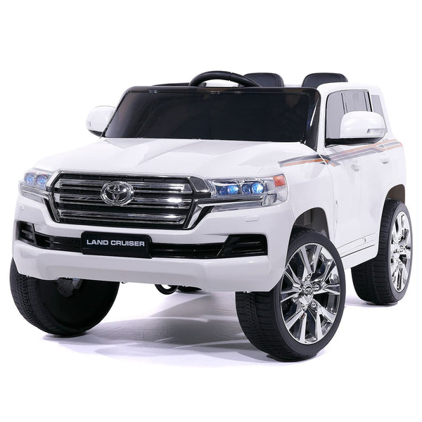Moderno Kids Toyota Land Cruiser 12V Kids Ride-On Car with R/C Parental Remote | White