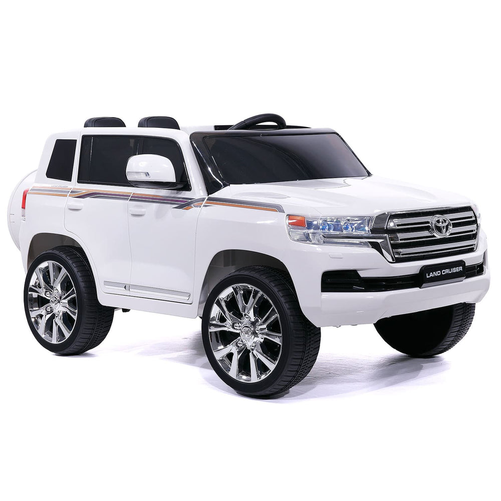 Moderno Kids Toyota Land Cruiser 12V Kids Ride-On Car with R/C Parental Remote | White